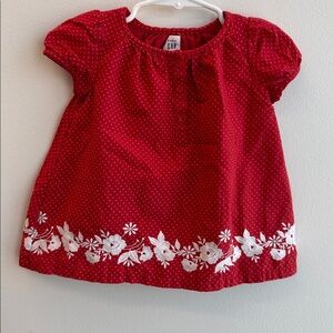 GAP Red Dress with White Floral Embroidery